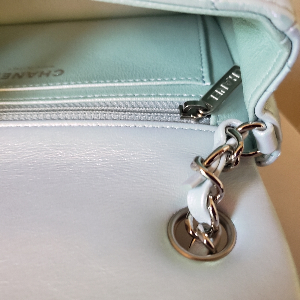 Chanel classic mini irridescent blue calfskin bag - Picture 6 of 16